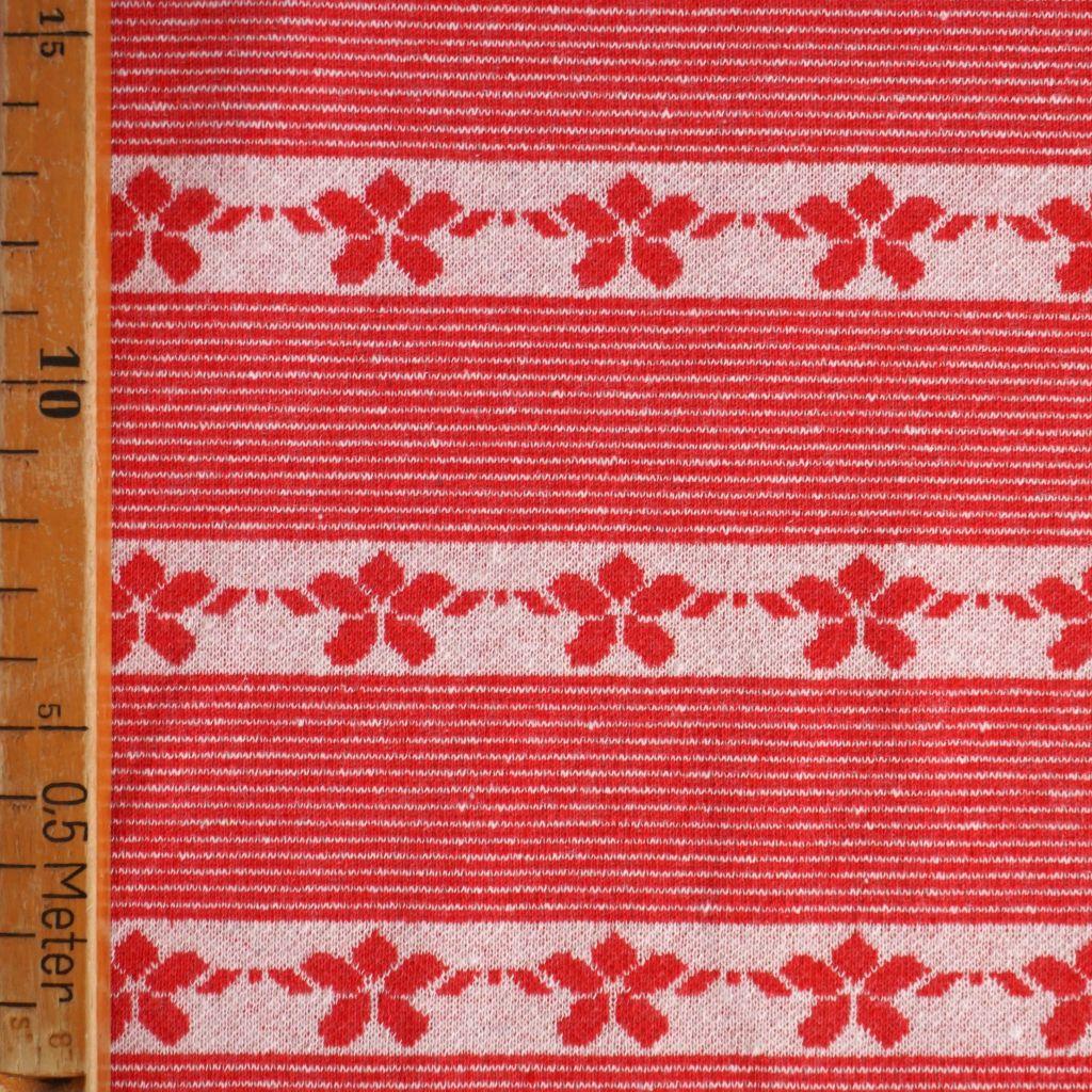 Jacquard-Strick Blumenmuster Streifen Tracht rot